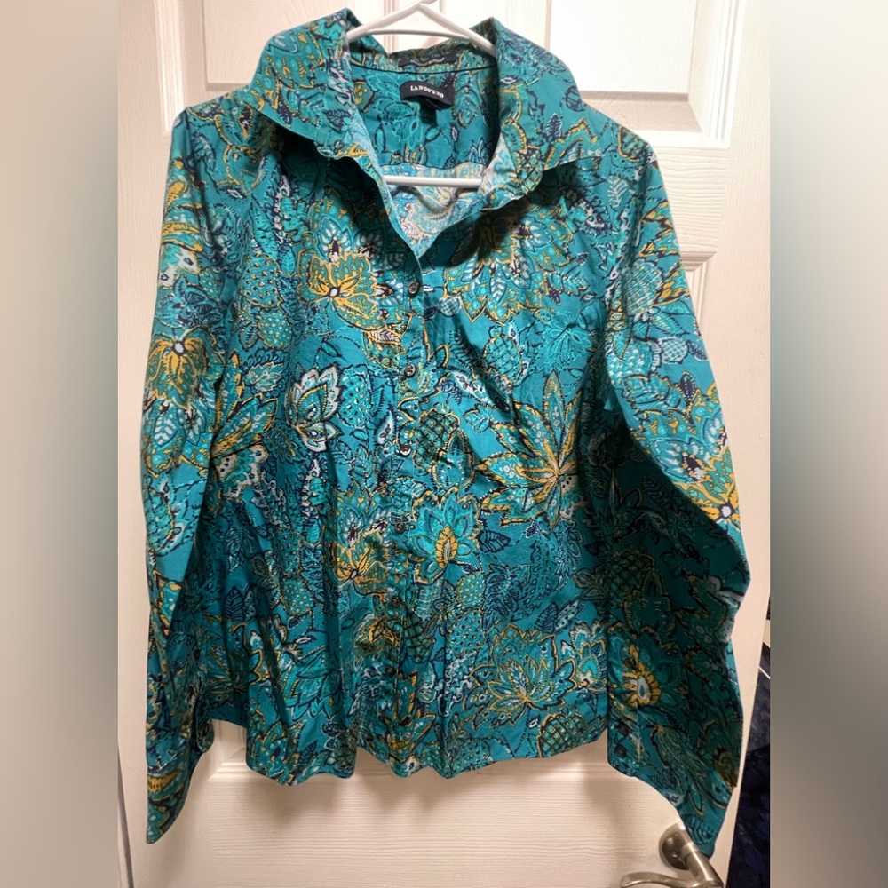 Turquoise Batik Cotton Blouse